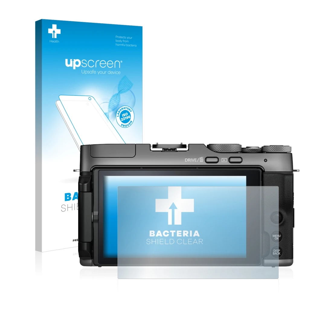 Front side of a product packaging with the brand logo upscreen. Next to it is the device Fujifilm X-A7 shown with the correspo