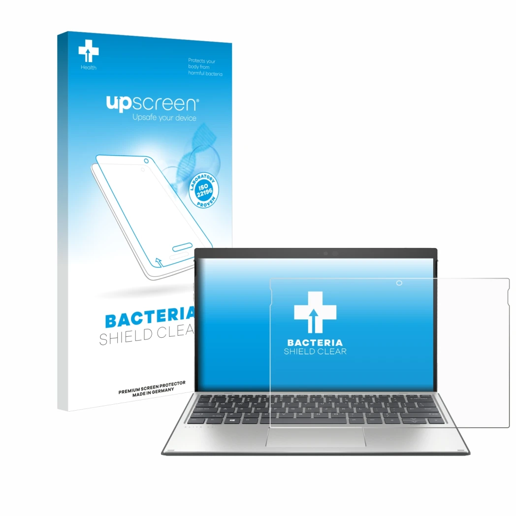 Front side of a product packaging with the brand logo upscreen. Next to it is the device HP Elite x2 G4 shown with the corresp
