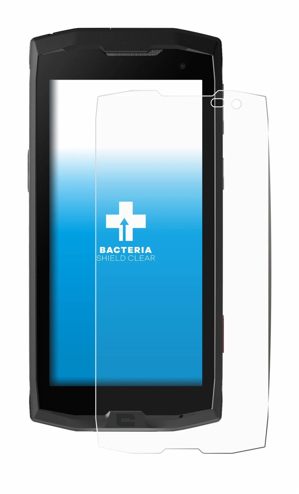 Image of the device Crosscall Core M4 with a wide variety of screen protectors.