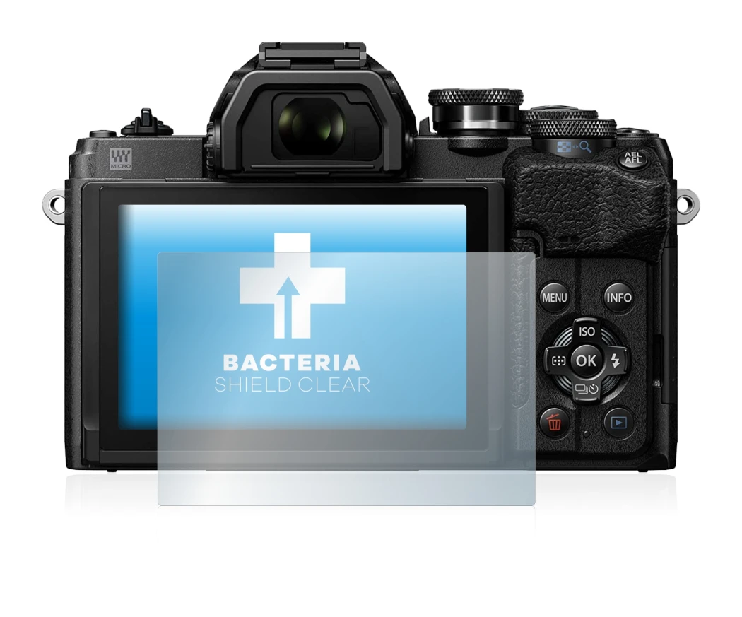 Image of the device Olympus OM-D E-M10 Mark IV with a wide variety of screen protectors.