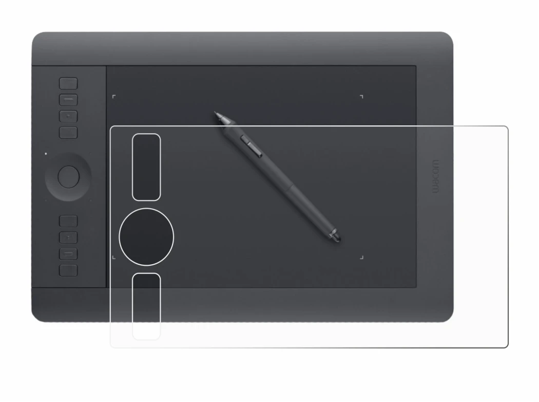 Image of the device Wacom Intuos Pro S PTH-460 with a wide variety of screen protectors.