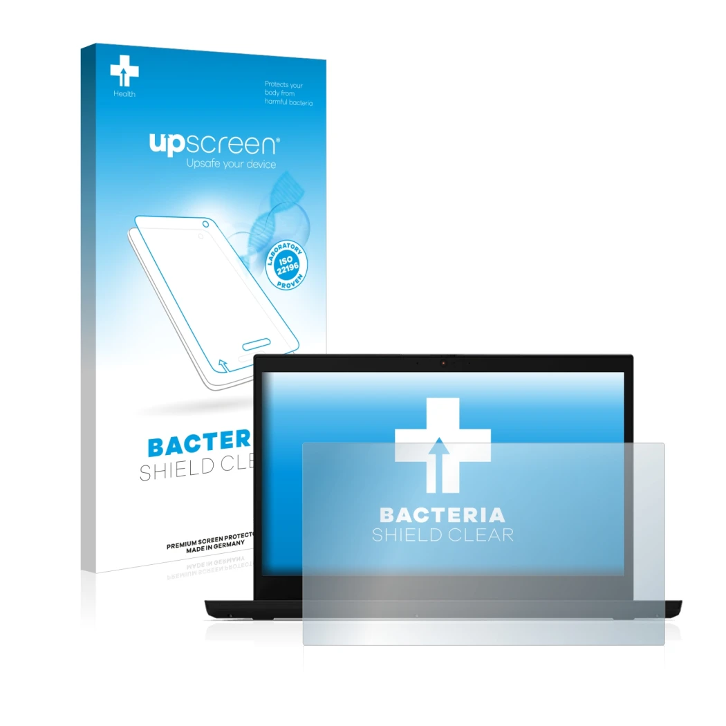 Front side of a product packaging with the brand logo upscreen. Next to it is the device Lenovo ThinkPad L15 shown with the co