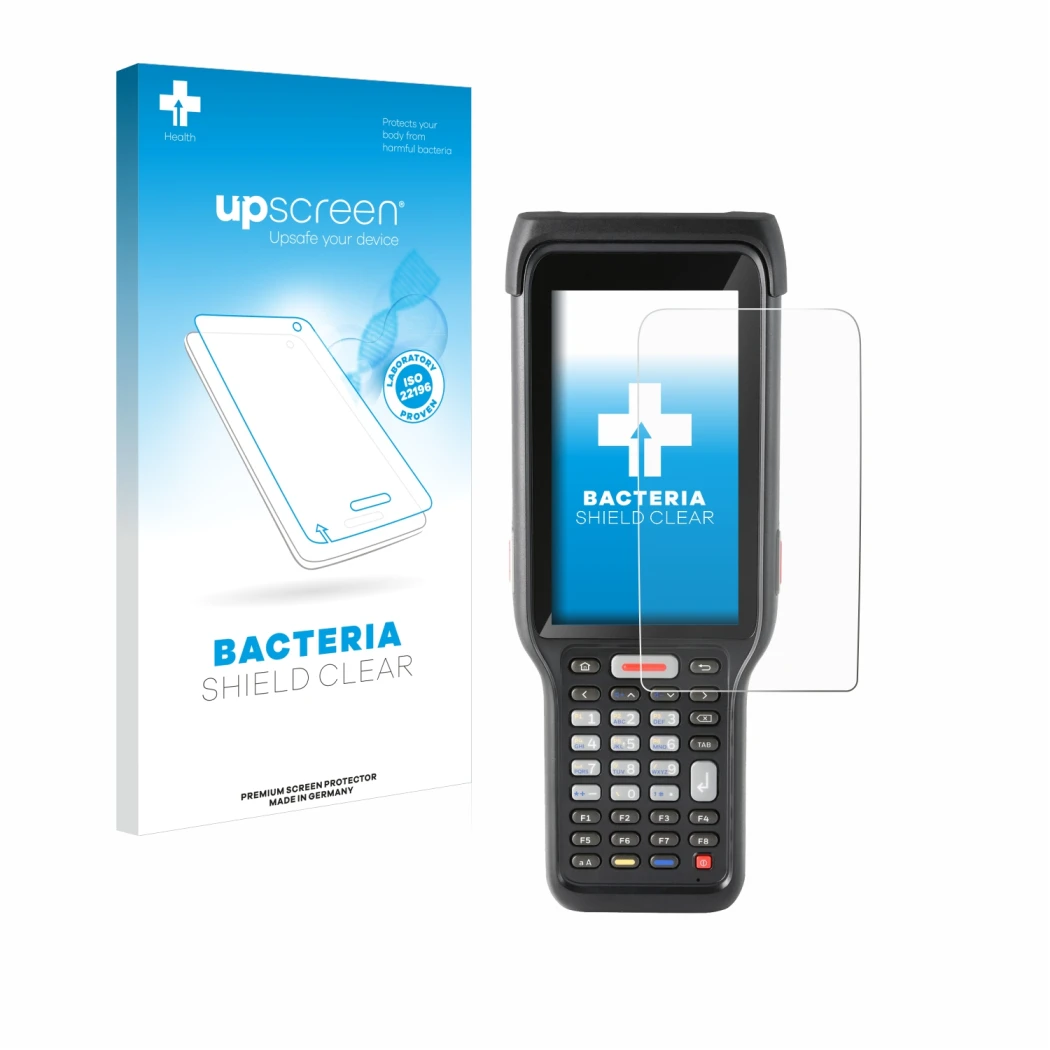 Front side of a product packaging with the brand logo upscreen. Next to it is the device Honeywell ScanPal EDA61K shown with t