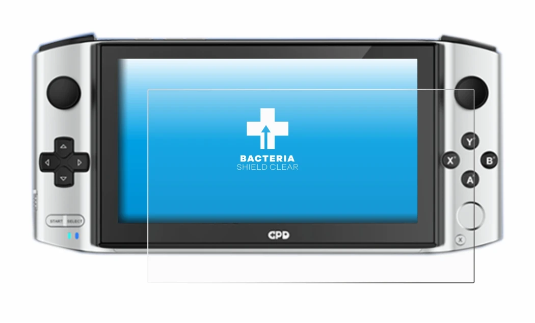 Image of the device GPD Win 3 with a wide variety of screen protectors.