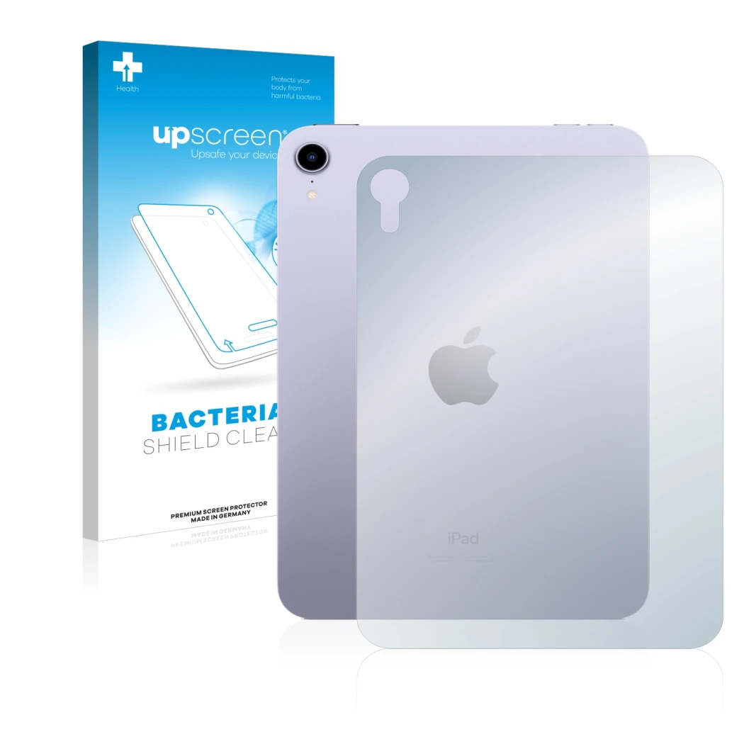 Front side of a product packaging with the brand logo upscreen. Next to it is the device Apple iPad Mini 6 WiFi 2021 (6. Gen, 