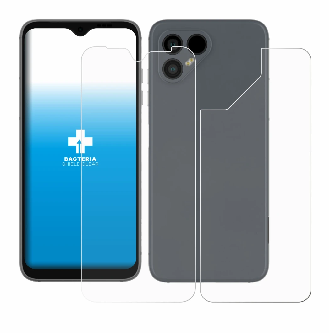 Image of the device Fairphone 4 (Front+Back) with a wide variety of screen protectors.