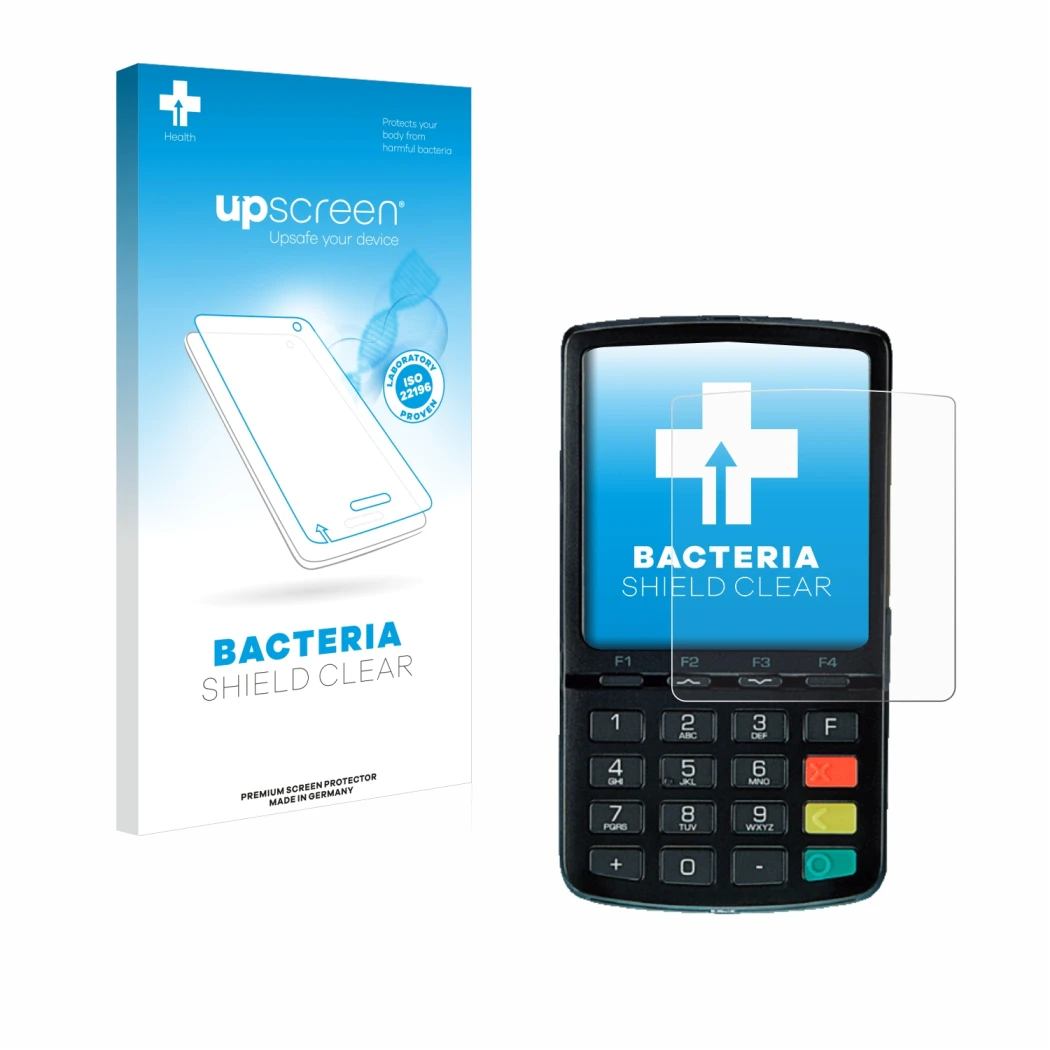 Front side of a product packaging with the brand logo upscreen. Next to it is the device ingenico Link/2500 shown with the cor
