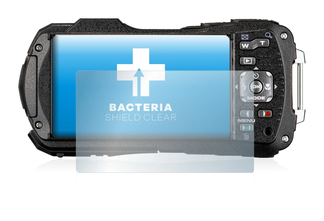 Image of the device Ricoh WG-80 with a wide variety of screen protectors.