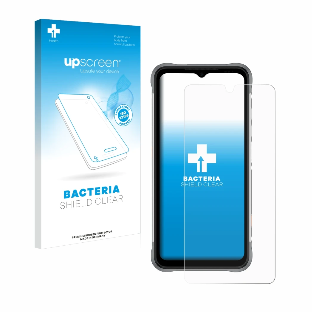 Front side of a product packaging with the brand logo upscreen. Next to it is the device Umidigi Bison X10 shown with the corr
