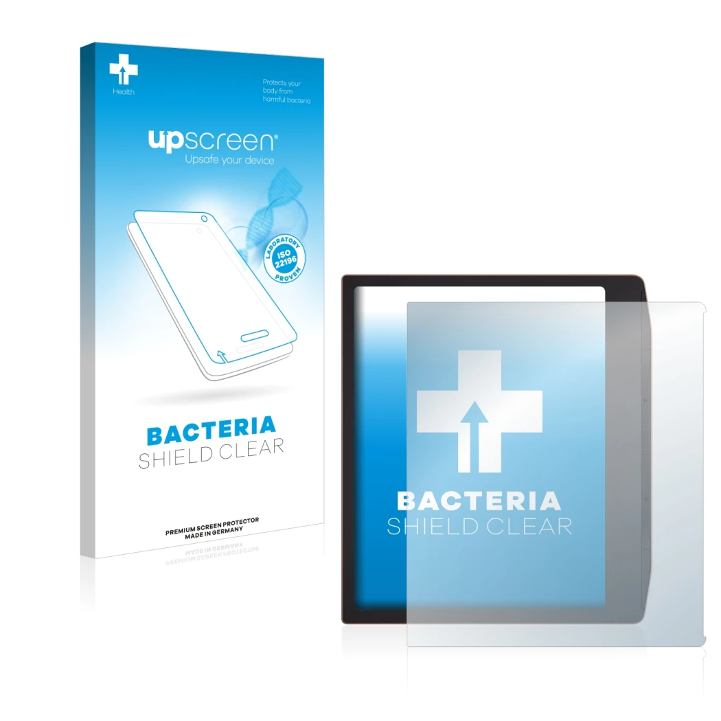 Front side of a product packaging with the brand logo upscreen. Next to it is the device PocketBook Era shown with the corresp