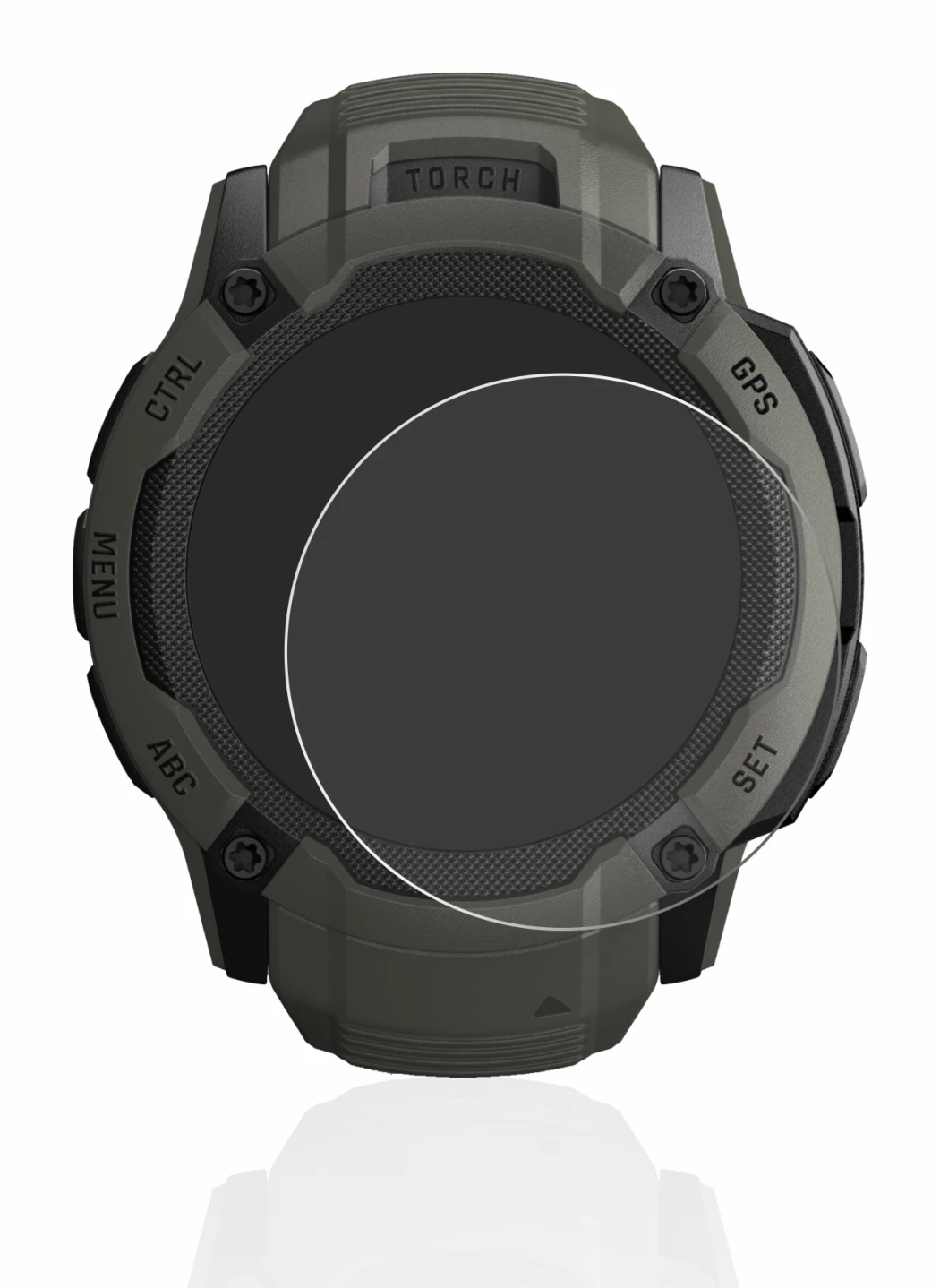 Image of the device Garmin Instinct 2X Solar with a wide variety of screen protectors.