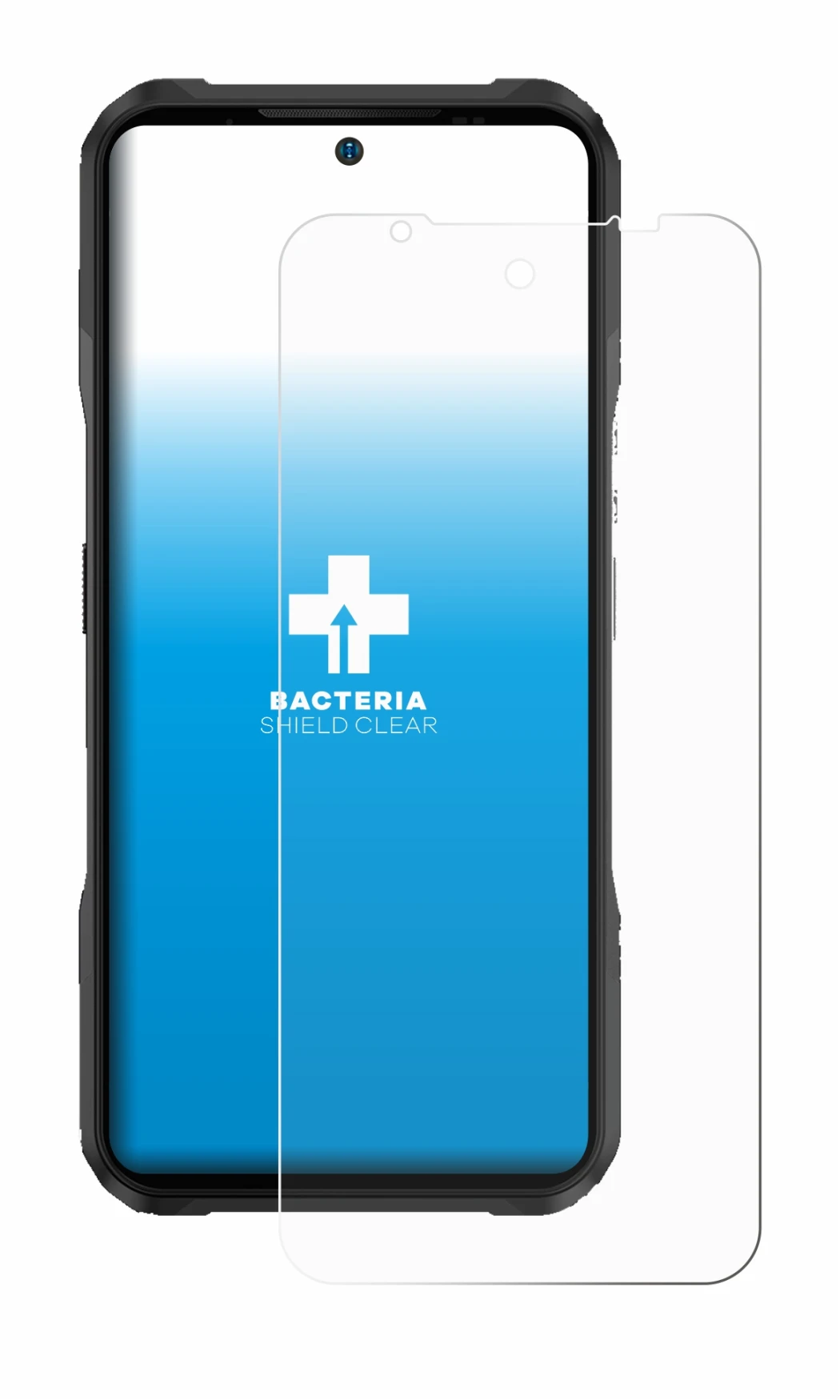 Image of the device Doogee V20 Pro with a wide variety of screen protectors.