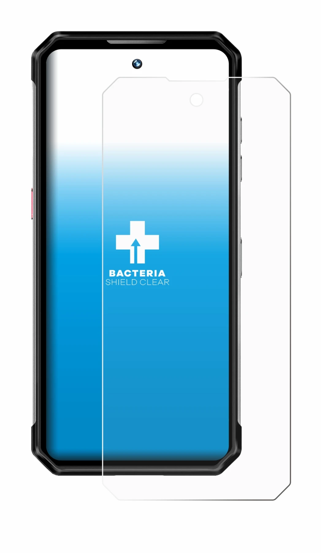 Image of the device Oukitel WP21 Ultra with a wide variety of screen protectors.