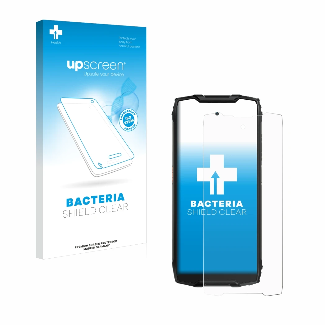 Front side of a product packaging with the brand logo upscreen. Next to it is the device Blackview BV9300 shown with the corre