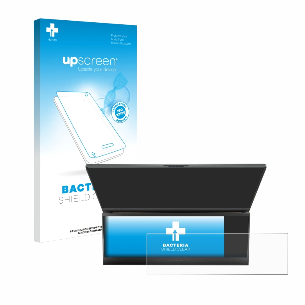 Front side of a product packaging with the brand logo upscreen. Next to it is the device ASUS ROG Zephyrus Duo 16 2023 (ONLY T