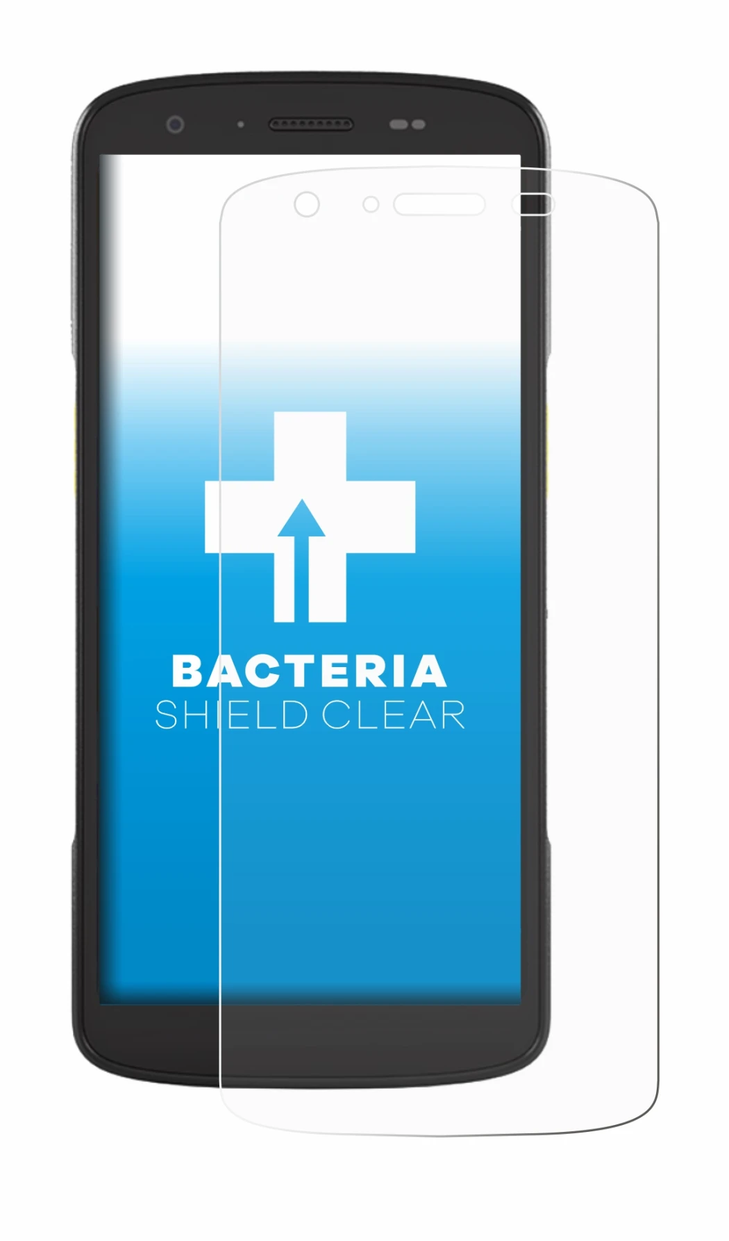 Image of the device Zebra TC27 with a wide variety of screen protectors.