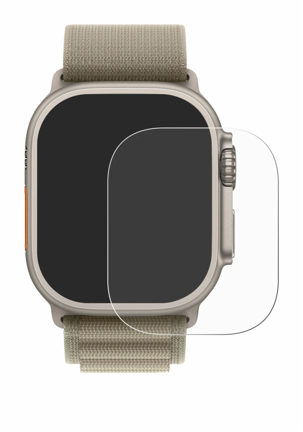 Image of the device Apple Watch Ultra 2 (49 mm) with a wide variety of screen protectors.