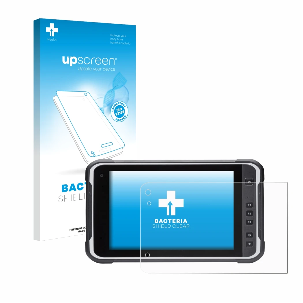 Front side of a product packaging with the brand logo upscreen. Next to it is the device Handheld Algiz RT8 shown with the cor