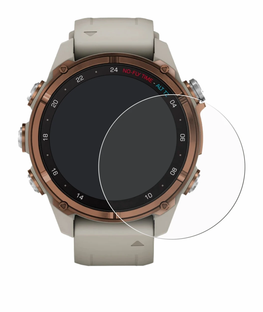 Image of the device Garmin Descent Mk3 (43 mm) with a wide variety of screen protectors.