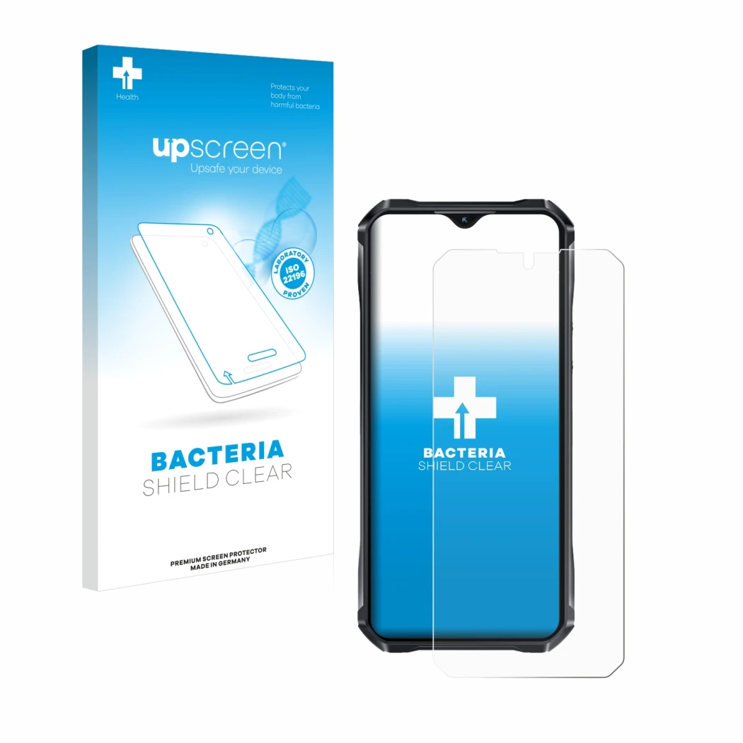 Front side of a product packaging with the brand logo upscreen. Next to it is the device Oukitel WP33 Pro shown with the corre