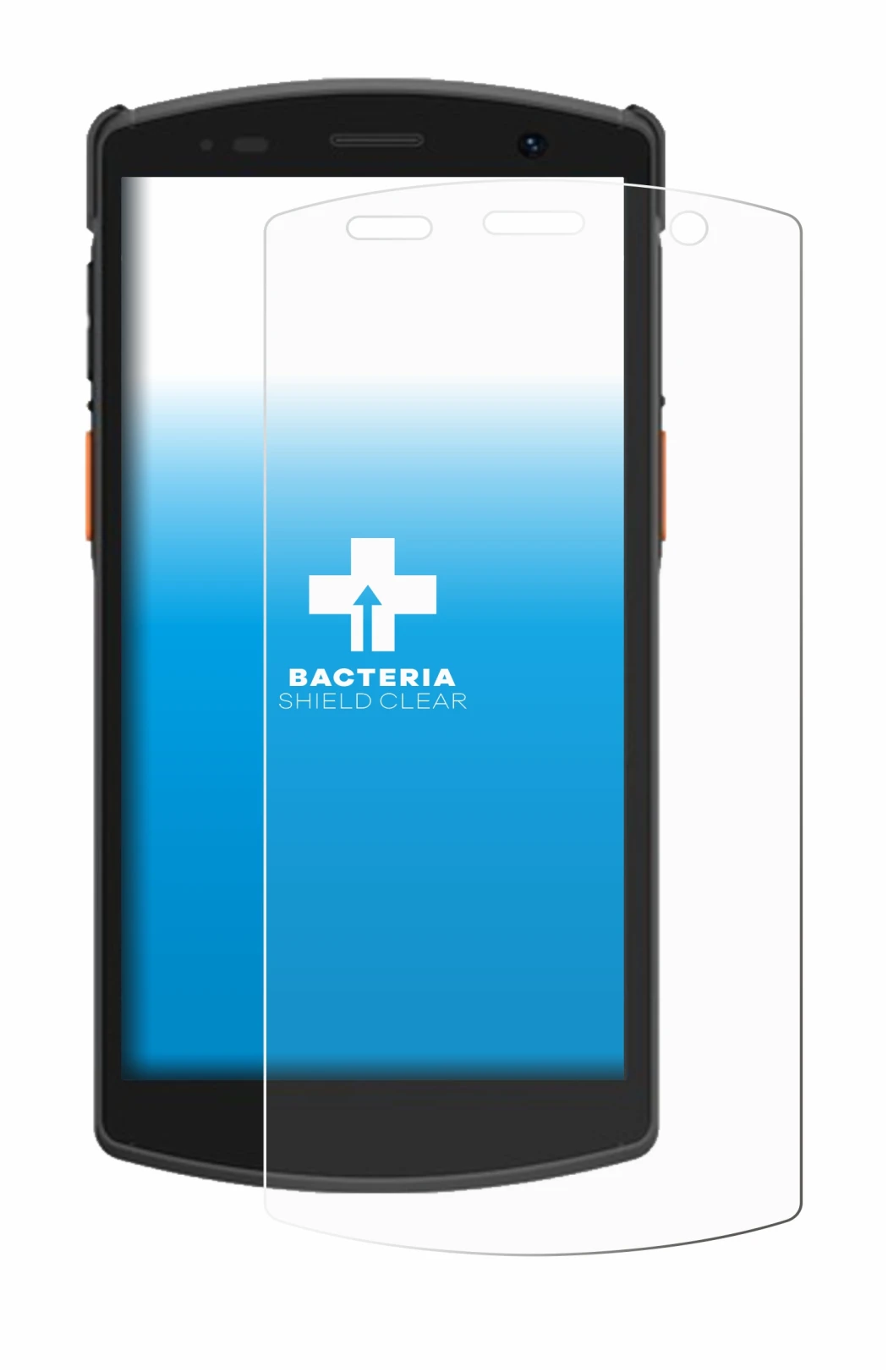 Image of the device Urovo CT58 with a wide variety of screen protectors.