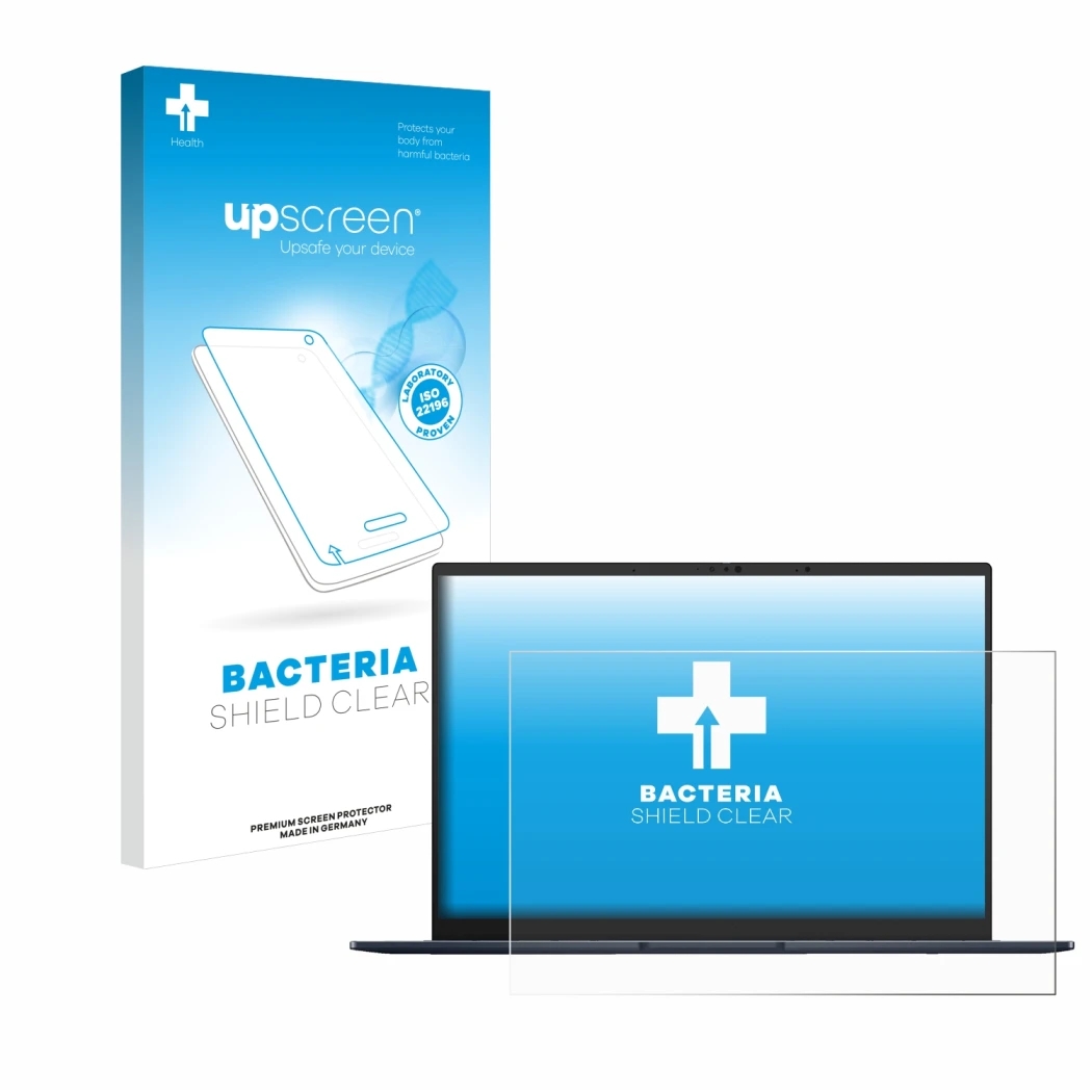 Front side of a product packaging with the brand logo upscreen. Next to it is the device ASUS ZenBook 14 OLED UX3405 Non-Touch