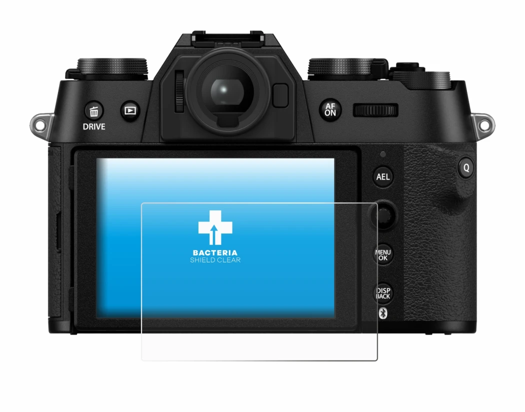 Image of the device Fujifilm X-T50 with a wide variety of screen protectors.