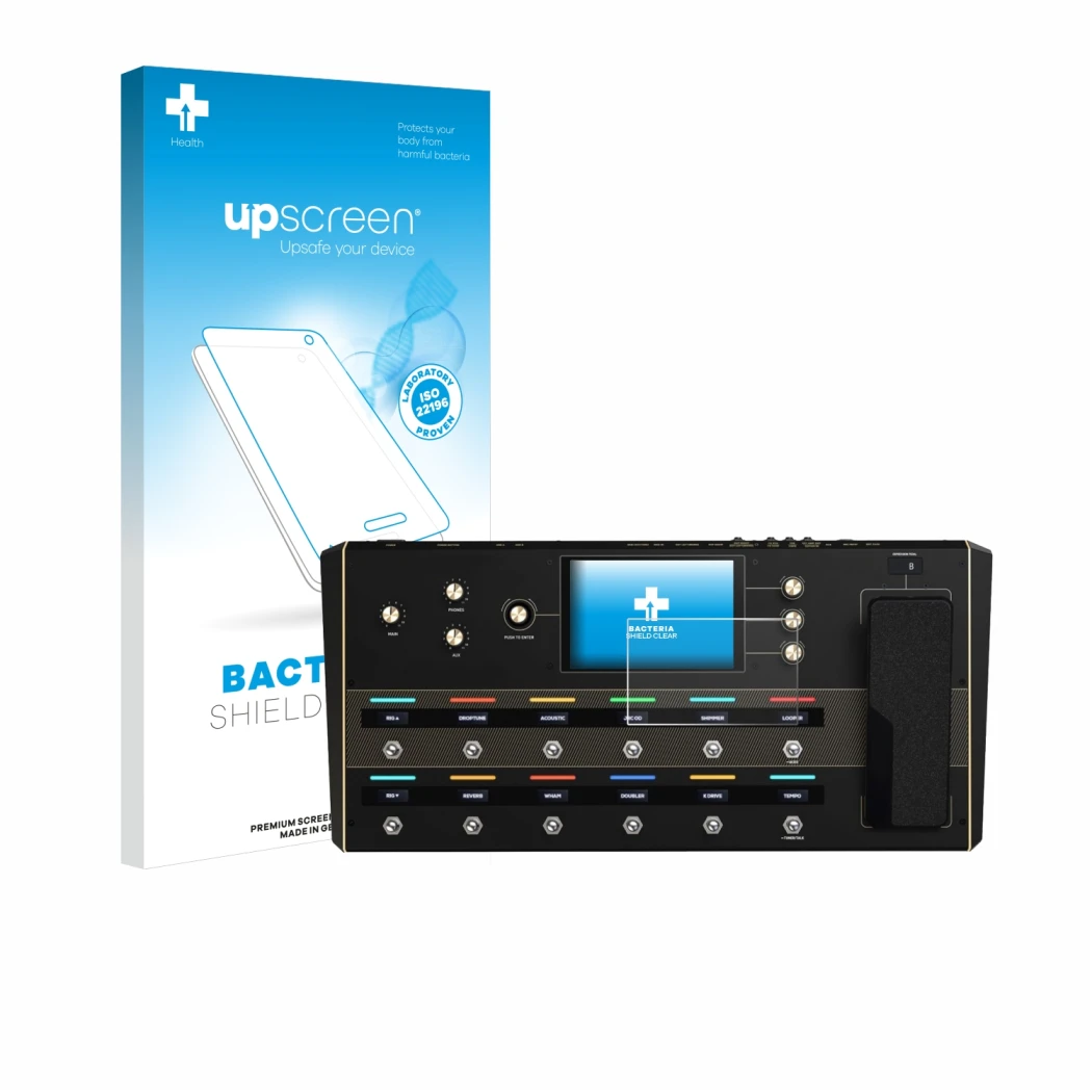 Front side of a product packaging with the brand logo upscreen. Next to it is the device Headrush Prime shown with the corresp