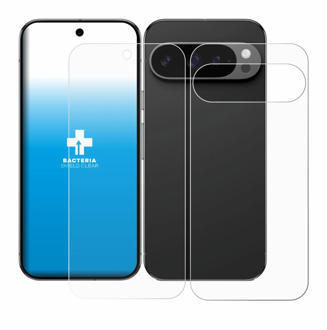 Image of the device Google Pixel 9 Pro (Front+Back) with a wide variety of screen protectors.