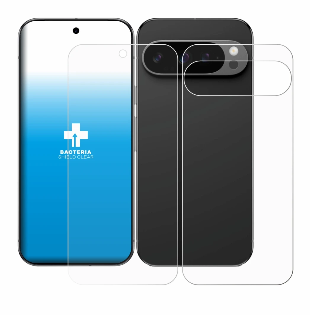Image of the device Google Pixel 9 Pro XL (Front+Back) with a wide variety of screen protectors.