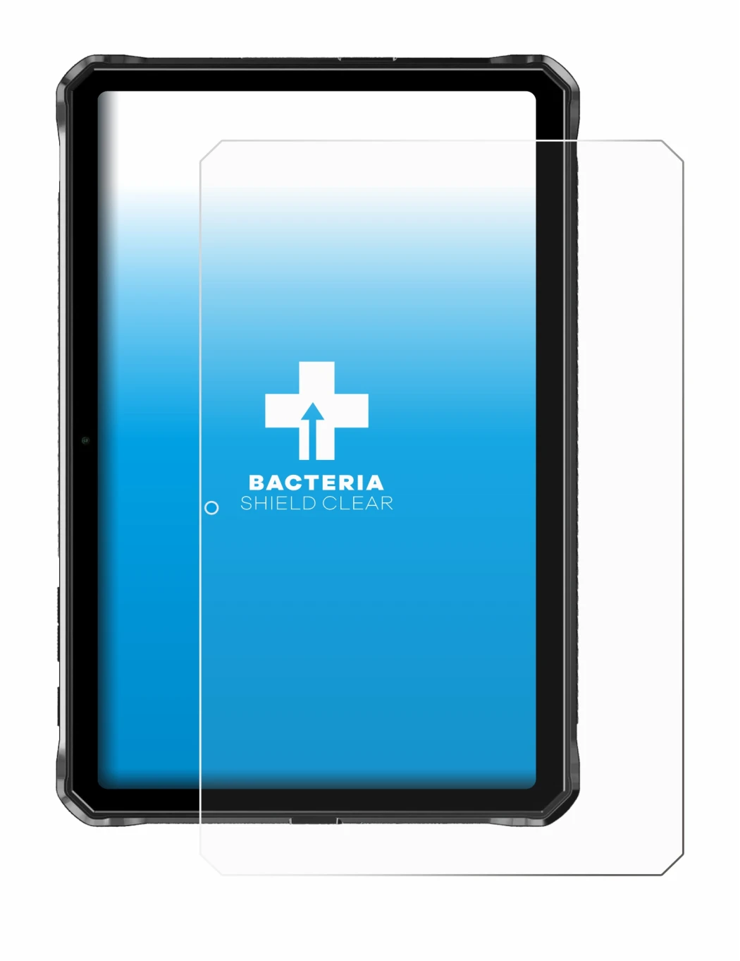 Image of the device Doogee R10 with a wide variety of screen protectors.