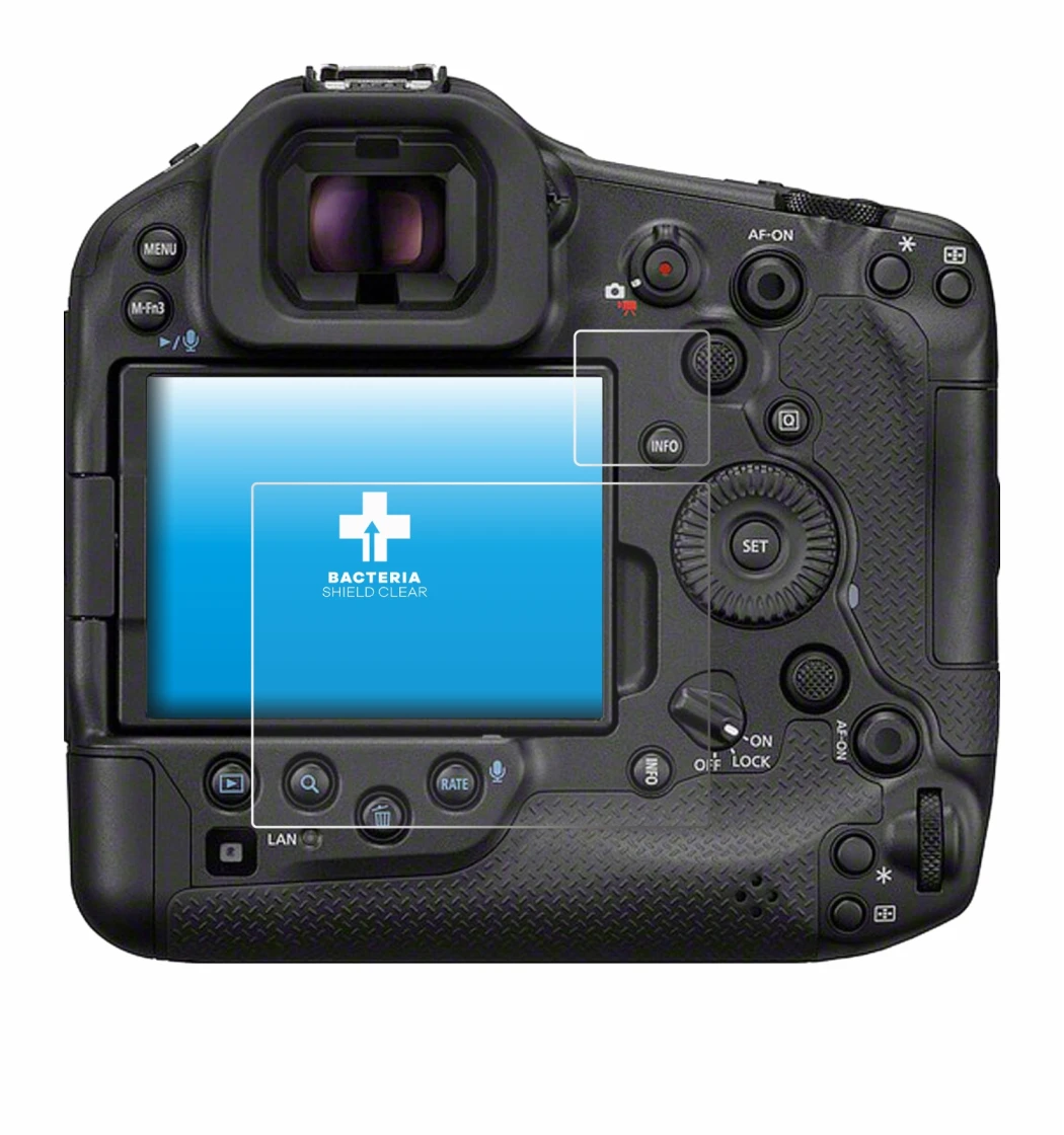 Image of the device Canon EOS R1 with a wide variety of screen protectors.