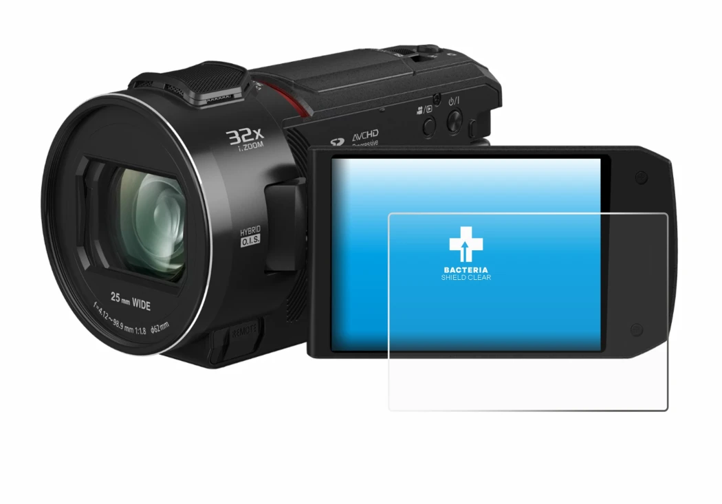 Image of the device Panasonic HC-VX3 with a wide variety of screen protectors.