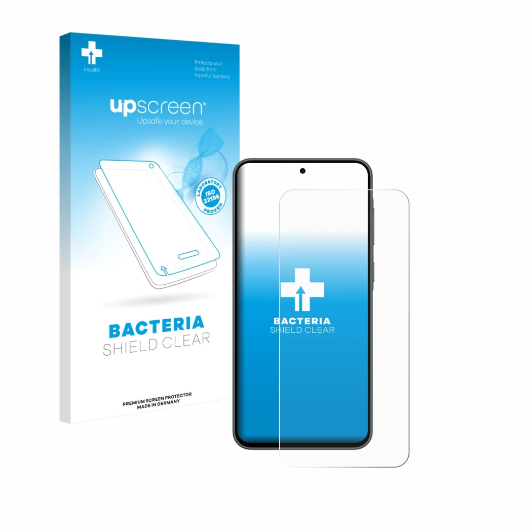 Front side of a product packaging with the brand logo upscreen. Next to it is the device Samsung Galaxy A36 5G shown with the 