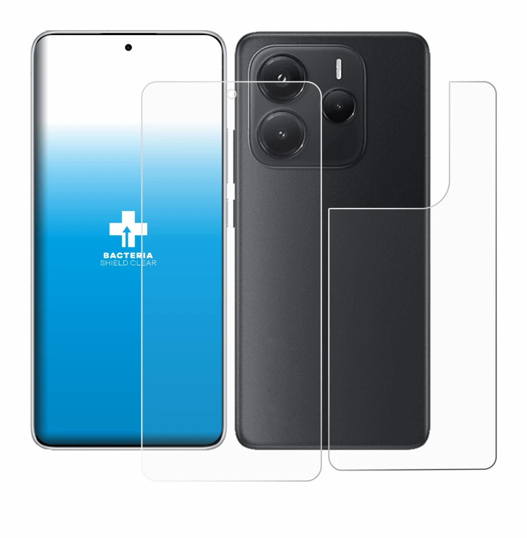 Image of the device Xiaomi Redmi Note 14 (Front+Back) with a wide variety of screen protectors.