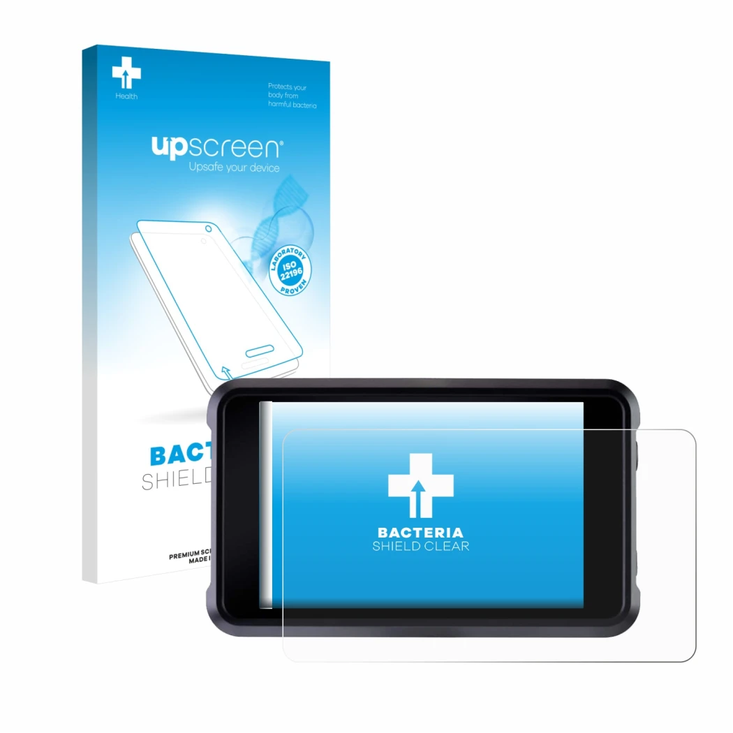 Front side of a product packaging with the brand logo upscreen. Next to it is the device Atomos Shogun Classic shown with the 