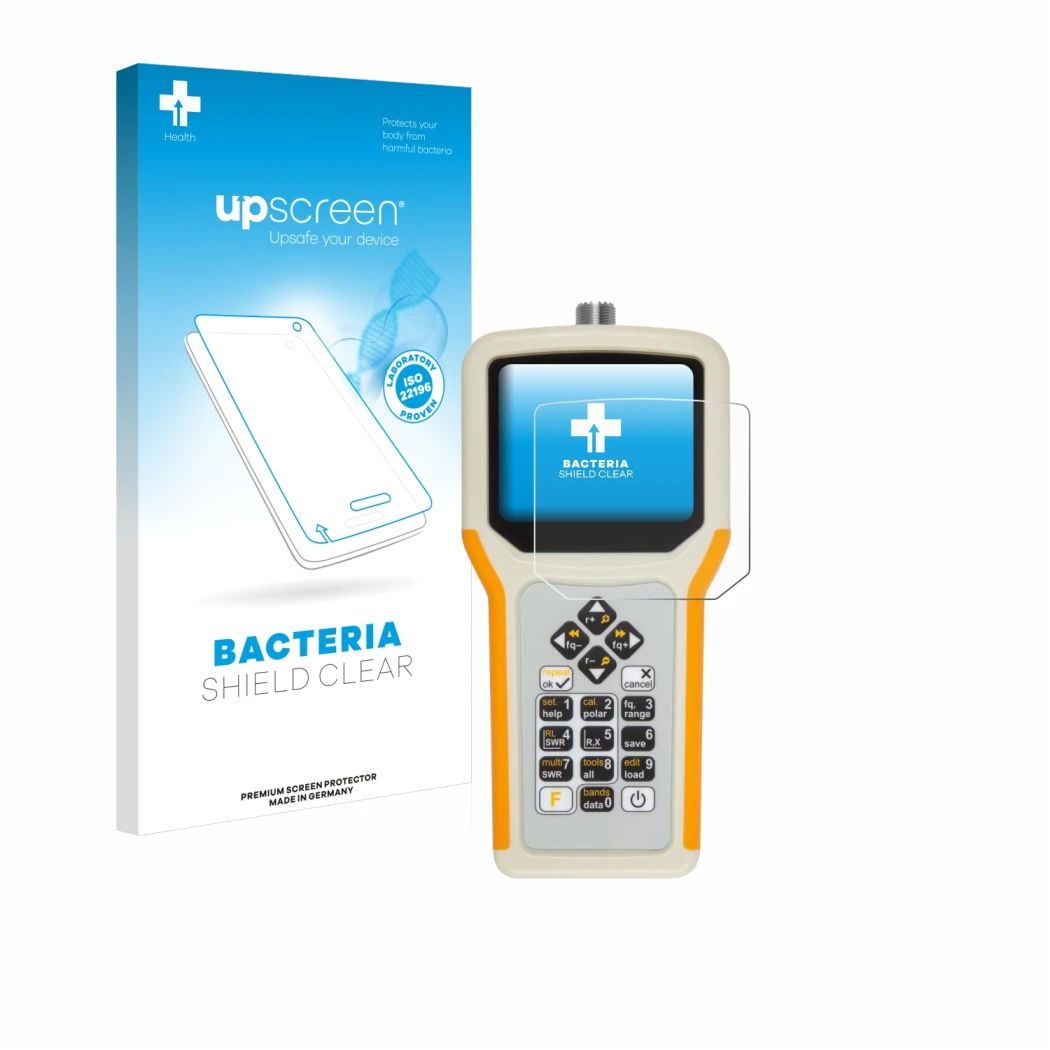 Front side of a product packaging with the brand logo upscreen. Next to it is the device RigExpert AA-55 Zoom shown with the c