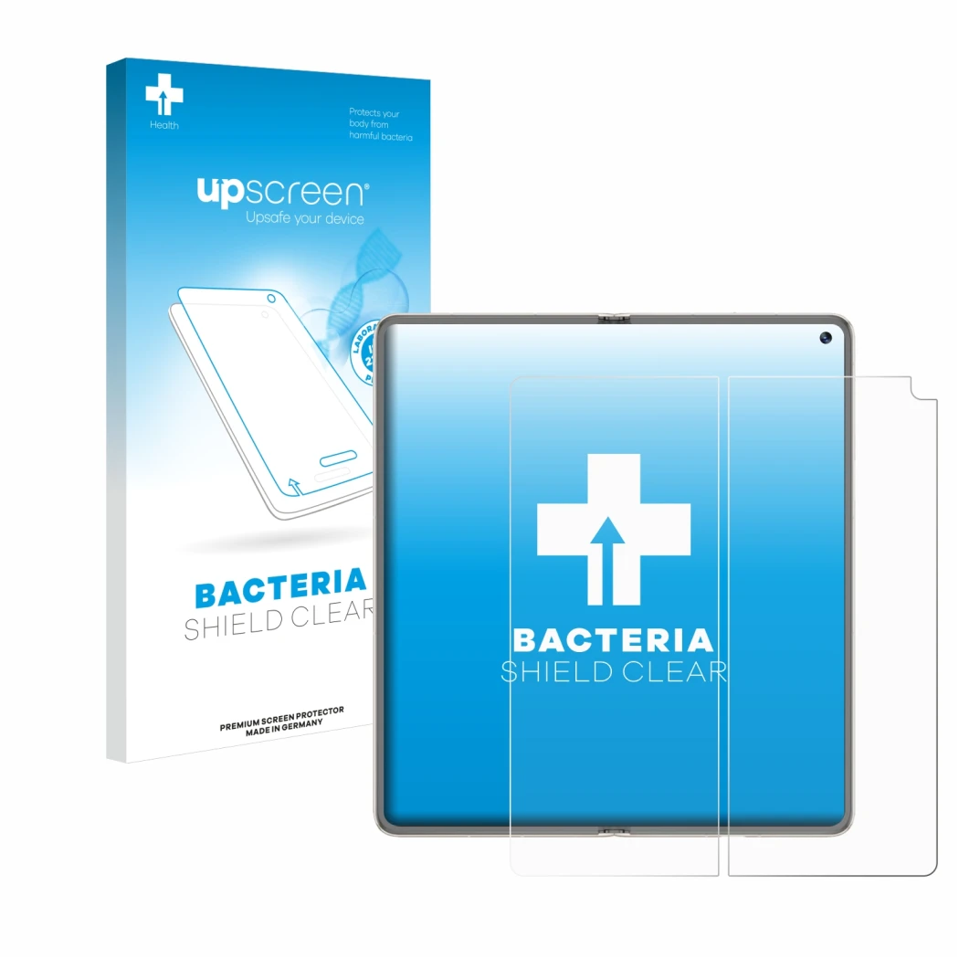 Front side of a product packaging with the brand logo upscreen. Next to it is the device Huawei Mate X6 (Inner display) shown 