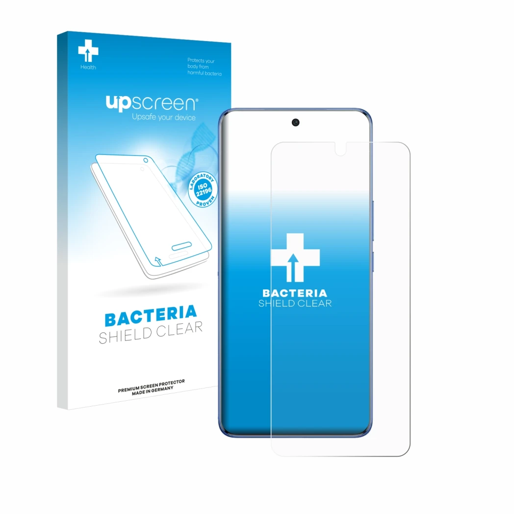 Front side of a product packaging with the brand logo upscreen. Next to it is the device Vivo V50 shown with the corresponding