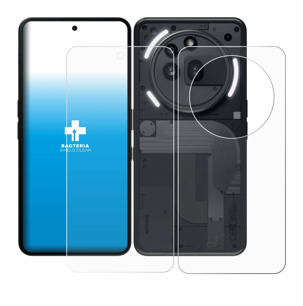 Image of the device Nothing Phone (3a) Pro (Front+Back) with a wide variety of screen protectors.