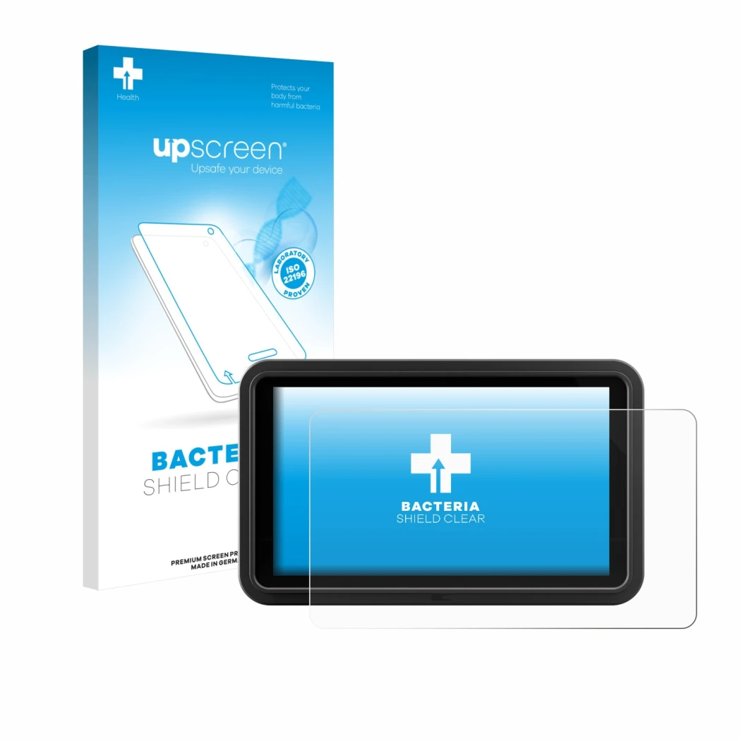 Front side of a product packaging with the brand logo upscreen. Next to it is the device Atomos Shinobi Go shown with the corr