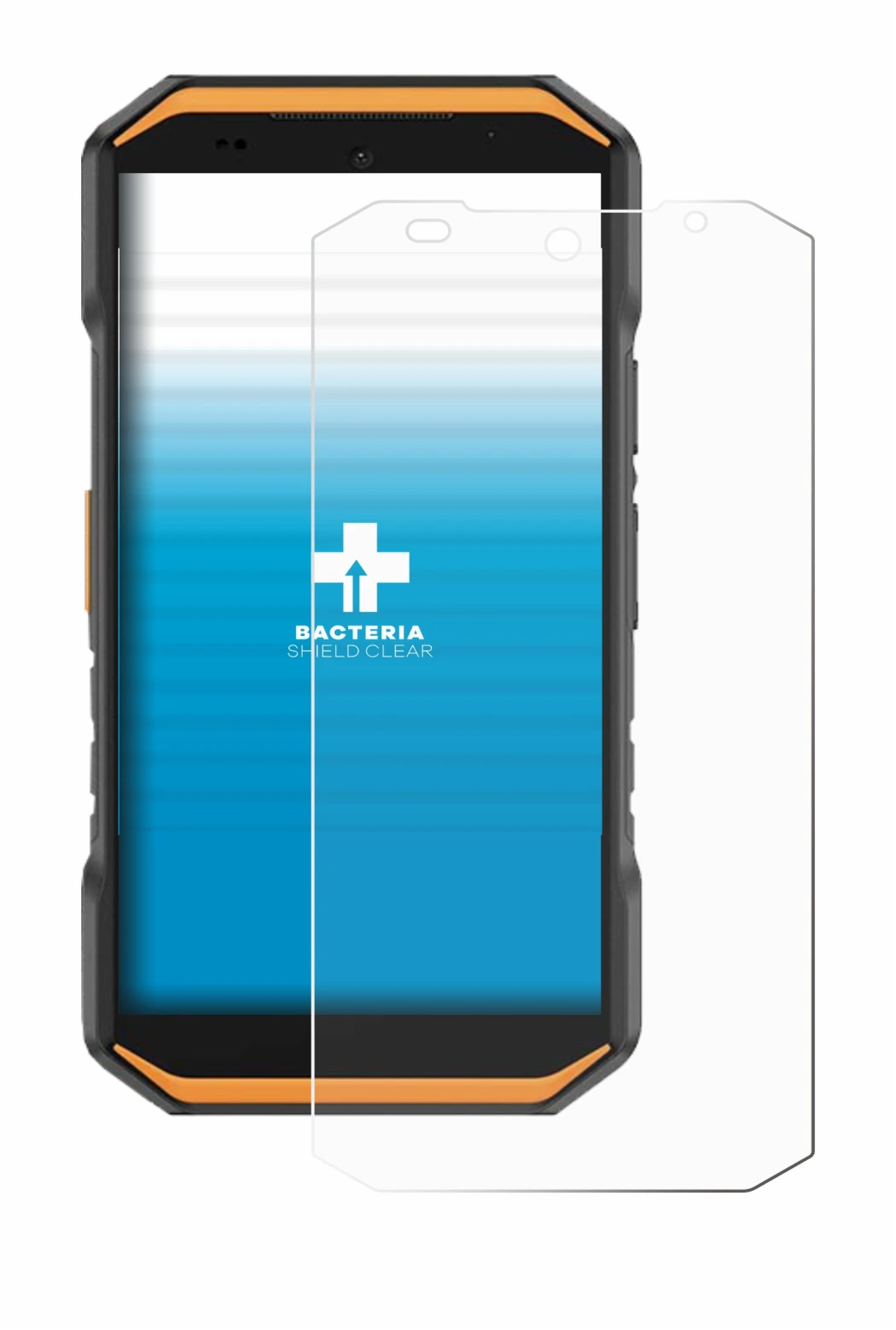 Image of the device Ulefone Armor X32 with a wide variety of screen protectors.