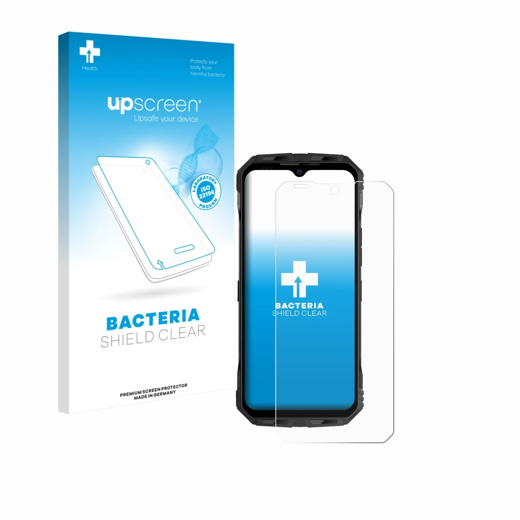 Front side of a product packaging with the brand logo upscreen. Next to it is the device Doogee V Max S shown with the corresp