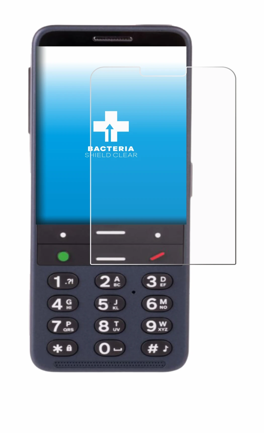 Image of the device BlindShell Classic 3 with a wide variety of screen protectors.