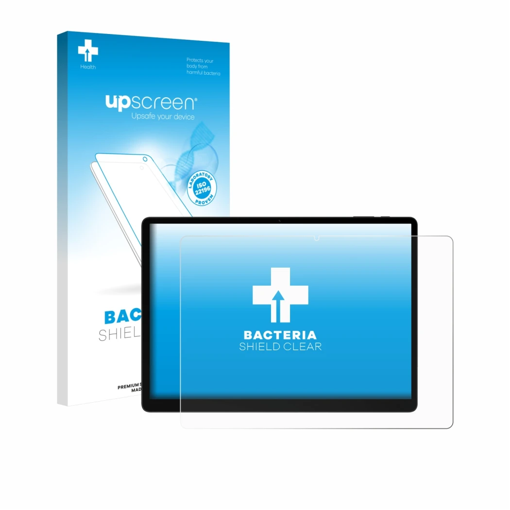 Front side of a product packaging with the brand logo upscreen. Next to it is the device Doogee Tab E3 Max 14 shown with the c