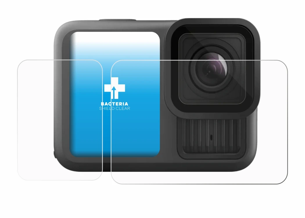 Image of the device GoPro Hero 13 Black Creator Edition with a wide variety of screen protectors.