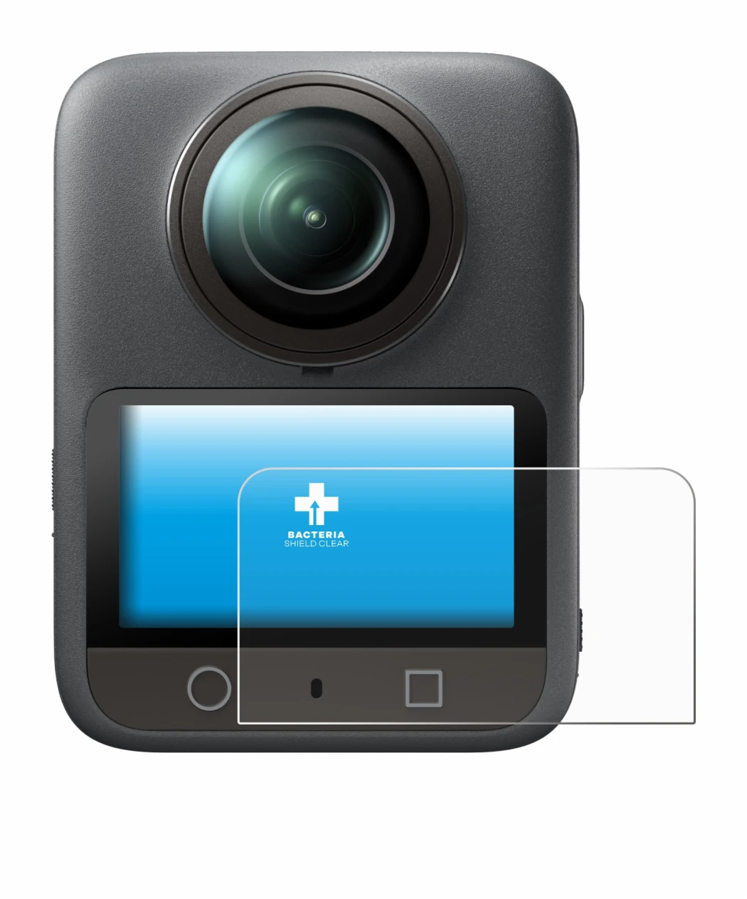 Image of the device DJI Osmo 360 with a wide variety of screen protectors.