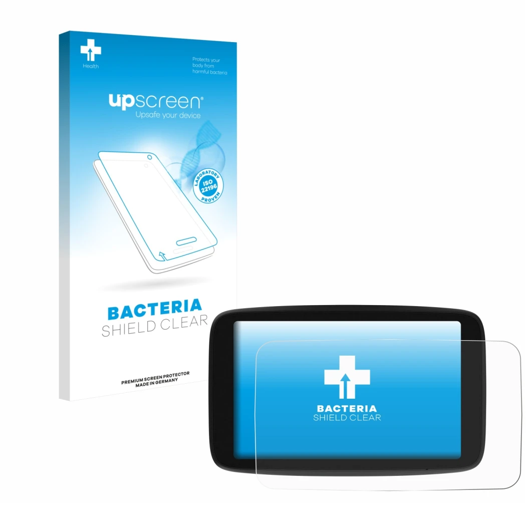 Front side of a product packaging with the brand logo upscreen. Next to it is the device TomTom Go Navigator 7 (2nd generation