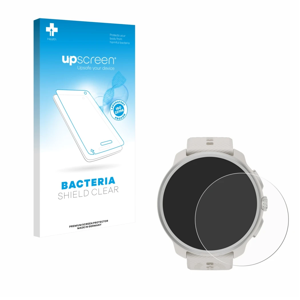 Front side of a product packaging with the brand logo upscreen. Next to it is the device Suunto Race 2 shown with the correspo