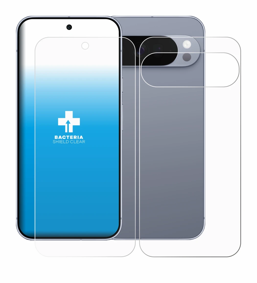 Image of the device Google Pixel 10 Pro XL (Front+Back) with a wide variety of screen protectors.